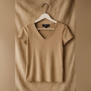 YMI Tan Fitted Short Sleeve T-Shirt